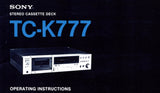 SONY TC-K777 STEREO CASSETTE DECK OPERATING INSTRUCTIONS 20 PAGES ENG