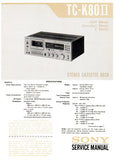 SONY TC-K80II STEREO CASSETTE TAPE DECK SERVICE MANUAL INC BLK DIAGS SCHEM DIAGS AND PARTS LIST 60 PAGES ENG