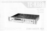 SONY TC-K88B STEREO CASSETTE DECK SERVICE MANUAL INC BLK DIAGS PCBS SCHEM DIAGS AND PARTS LIST 52 PAGES ENG