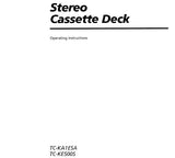 SONY TC-KA1ESA TC-KE500S STEREO CASSETTE DECK OPERATING INSTRUCTIONS 17 PAGES ENG