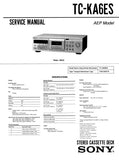 SONY TC-KA6ES STEREO CASSETTE TAPE DECK SERVICE MANUAL INC BLK DIAG PCBS SCHEM DIAGS AND PARTS LIST 43 PAGES ENG