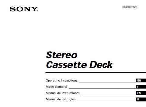 SONY TC-KB920S STEREO CASSETTE DECK OPERATING INSTRUCTIONS 64 PAGES ENG FRANC ESP PORT