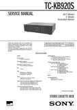 SONY TC-KB920S STEREO CASSETTE TAPE DECK SERVICE MANUAL INC PCBS SCHEM DIAGS AND PARTS LIST 38 PAGES ENG