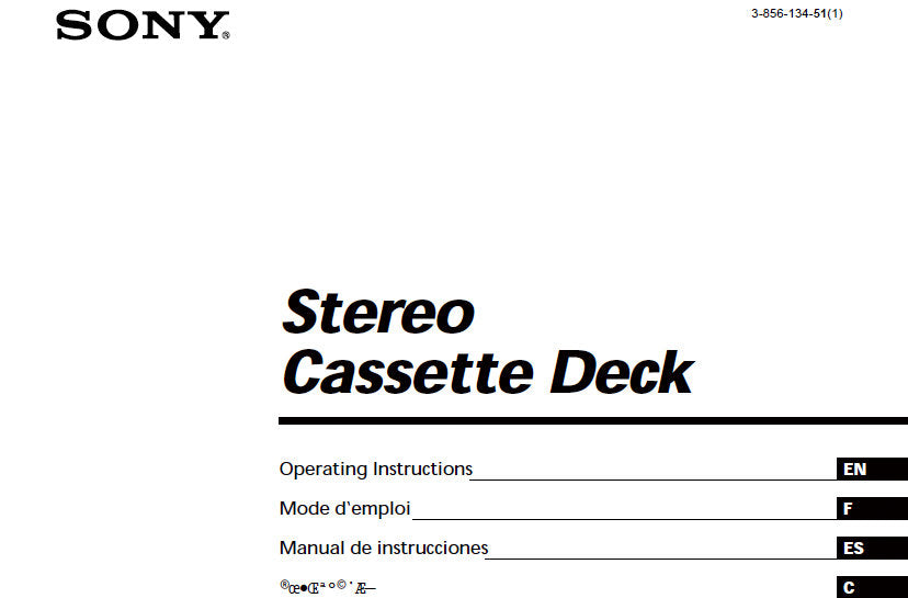 SONY TC-KE300 STEREO CASSETTE DECK OPERATING INSTRUCTIONS 58 PAGES ENG FRANC ESP