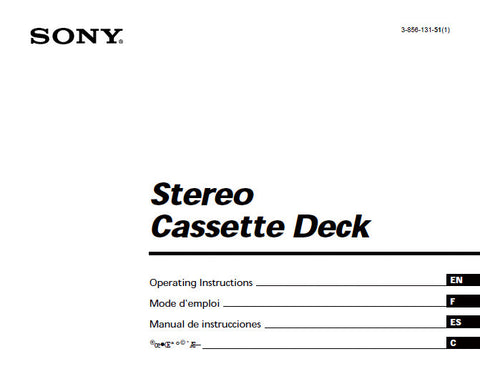 SONY TC-KE500S STEREO CASSETTE DECK OPERATING INSTRUCTIONS 68 PAGES ENG FRANC ESP