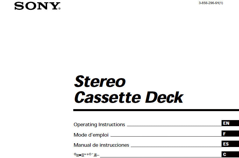 SONY TC-KE600S STEREO CASSETTE DECK OPERATING INSTRUCTIONS 65 PAGES ENG FRANC ESP