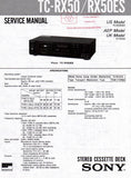 SONY TC-RX50 TC-RX50ES STEREO CASSETTE TAPE DECK SERVICE MANUAL INC PCBS SCHEM DIAG AND PARTS LIST 10 PAGES ENG