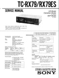 SONY TC-RX79 TC-RX79ES STEREO CASSETTE TAPE DECK SERVICE MANUAL INC BLK DIAG PCBS SCHEM DIAG AND PARTS LIST 26 PAGES ENG