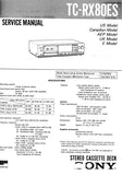 SONY TC-RX80ES STEREO CASSETTE TAPE DECK SERVICE MANUAL INC PCBS SCHEM DIAGS AND PARTS LIST 40 PAGES ENG