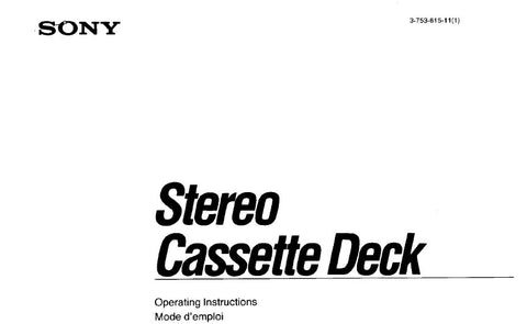 SONY TC-S7 STEREO CASSETTE DECK OPERATING INSTRUCTIONS 18 PAGES ENG FRANC