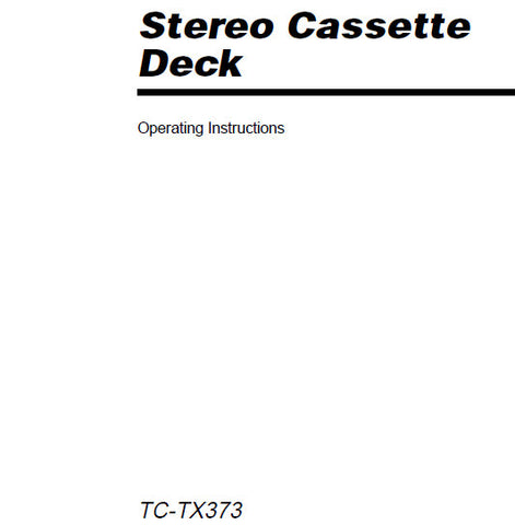 SONY TC-TX373 STEREO CASSETTE DECK OPERATING INSTRUCTIONS 16 PAGES ENG