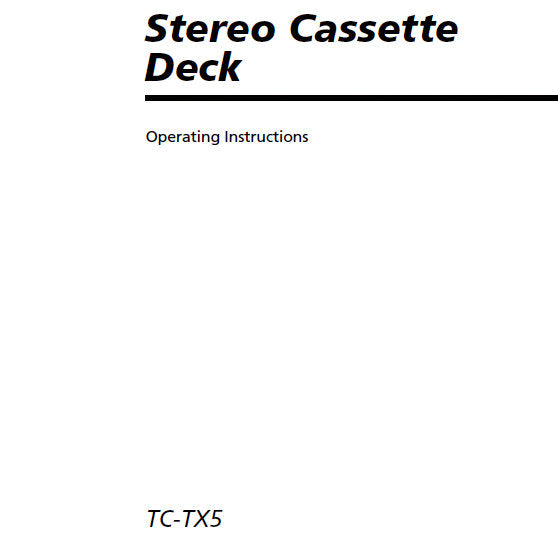 SONY TC-TX5 STEREO CASSETTE DECK OPERATING INSTRUCTIONS 12 PAGES ENG