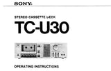 SONY TC-U30 STEREO CASSETTE DECK OPERATING INSTRUCTIONS 13 PAGES ENG