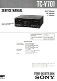 SONY TC-V701 STEREO CASSETTE TAPE DECK SERVICE MANUAL INC PCBS SCHEM DIAG AND PARTS LIST 18 PAGES ENG