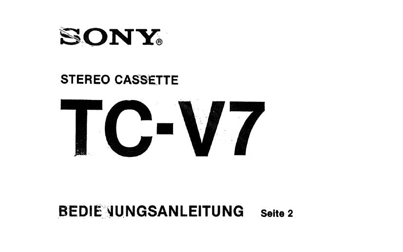 SONY TC-V7 STEREO CASSETTE DECK BEDIENUNGSANLEITUNG SEITE 20 DEUT