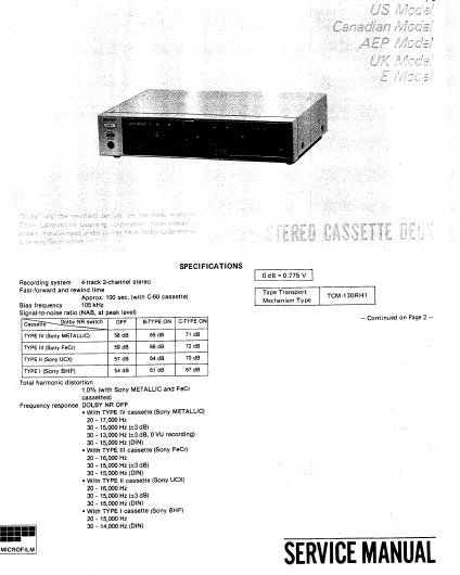 SONY TC-V7 STEREO CASSETTE TAPE DECK SERVICE MANUAL INC BLK DIAG PCBS SCHEM DIAGS AND PARTS LIST 71 PAGES ENG