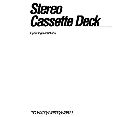 SONY TC-W490 TC-WR590 TC-WR521 STEREO CASSETTE DECK OPERATING INSTRUCTIONS 19 PAGES ENG