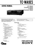 SONY TC-WA9ES STEREO CASSETTE TAPE DECK SERVICE MANUAL INC BLK DIAG PCBS SCHEM DIAGS AND PARTS LIST 51 PAGES ENG