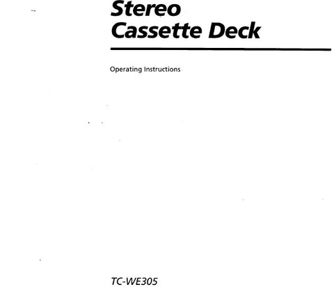 SONY TC-WE305 STEREO CASSETTE DECK OPERATING INSTRUCTIONS 8 PAGES ENG
