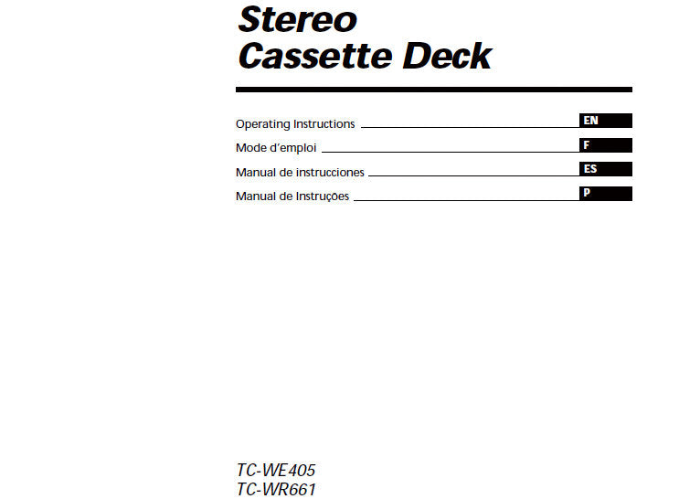 SONY TC-WE405 TC-WR661 STEREO CASSETTE DECK OPERATING INSTRUCTIONS 57 PAGES ENG FRANC ESP PORT