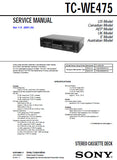 SONY TC-WE475 STEREO CASSETTE TAPE DECK SERVICE MANUAL VER 1.0 INC PCBS SCHEM DIAGS AND PARTS LIST 38 PAGES ENG