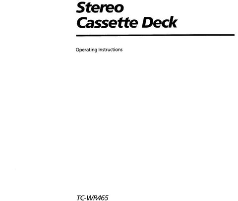 SONY TC-WR465 STEREO CASSETTE DECK OPERATING INSTRUCTIONS 14 PAGES ENG