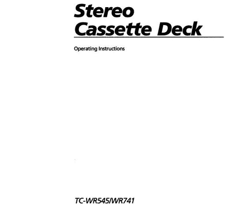 SONY TC-WR545 TC-WR741 STEREO CASSETTE DECK OPERATING INSTRUCTIONS 21 PAGES ENG