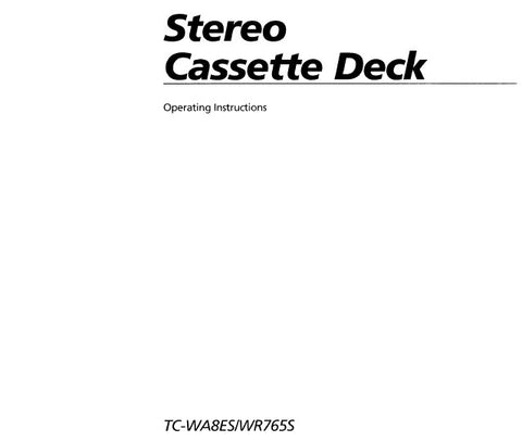 SONY TC-WR765S TC-WA8ES STEREO CASSETTE DECK OPERATING INSTRUCTIONS 24 PAGES ENG