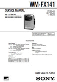 SONY WM-FX141 RADIO CASSETTE PLAYER SERVICE MANUAL INC BLK DIAG PCBS SCHEM DIAG AND PARTS LIST 24 PAGES ENG