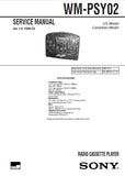 SONY WM-PSY02 RADIO CASSETTE PLAYER SERVICE MANUAL INC BLK DIAG PCBS SCHEM DIAG AND PARTS LIST 19 PAGES ENG