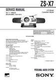 SONY ZS-Z7 PERSONAL MINIDISC SYSTEM SERVICE MANUAL US CANADIAN MODEL INC BLK DIAG PCBS SCHEM DIAGS AND PARTS LIST 46 PAGES ENG