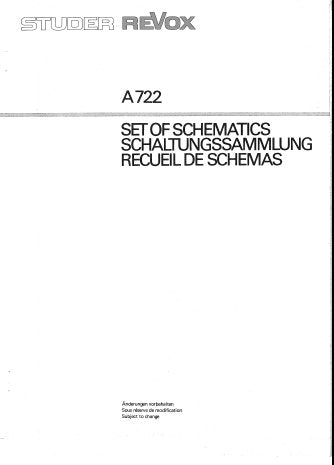 STUDER REVOX A722 STEREO POWER AMP SET OF SCHEMATICS 6 PAGES ENG DEUT FRANC
