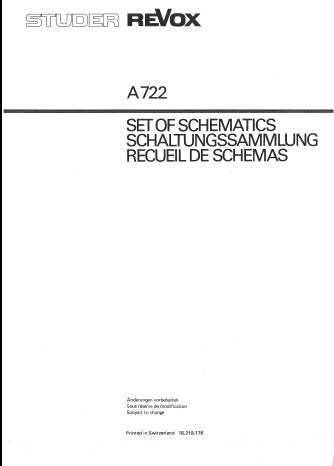 STUDER REVOX A722 STEREO POWER AMP SET OF SCHEMATICS LATER VERSION 4 PAGES ENG DEUT FRANC