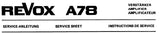 STUDER REVOX A78 STEREO AMPLIFIER SERVICE SHEET INC SCHEM DIAGS AND PARTS LIST 8 PAGES ENG DEUT FRANC