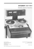 STUDER REVOX A807MkII PROFESSIONAL UNIVERSAL STUDIO TAPE RECORDER OPERATING AND SERVICE INSTRUCTIONS INC BLK DIAGS SCHEMS PCBS AND PARTS LIST 588 PAGES ENG