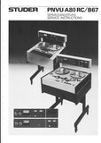 STUDER REVOX A80RC PNVU  B67 PNVU REEL TO REEL TAPE RECORDER PNVU SERVICE INSTRUCTIONS INC BLK DIAGS SCHEMS PCBS AND PARTS LIST 51 PAGES ENG DEUT