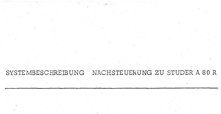 STUDER REVOX A80R PILOT TONE RESOLVER INSTRUCTIONS MIT BLK DIAGS UND SCHEMAS 13 SEITE DEUT