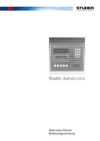 STUDER REVOX A812 A816 A820 A820MCH A827 AUTOLOCATOR OPERATING INSTRUCTIONS 22 PAGES ENG DEUT