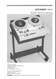 STUDER REVOX A816 TONBANDMASCHINE BETRIEBS UND SERVICEANLEITUNG MIT BLK DIAGS SCHEMAS PCBS UND PARTS LIST 539 SEITE DEUT