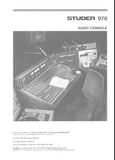 STUDER REVOX 970 AUDIO CONSOLE SERVICE INSTRUCTIONS INC BLK DIAGS SCHEM DIAGS PCB'S AND PARTS LIST 375 PAGES DEUT
