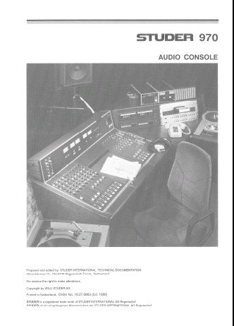 STUDER REVOX 970 AUDIO CONSOLE SERVICE INSTRUCTIONS INC BLK DIAGS SCHEM DIAGS PCB'S AND PARTS LIST 375 PAGES DEUT