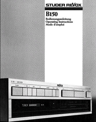 STUDER REVOX B150 STEREO AMPLIFIER OPERATING INSTRUCTIONS INC CONN DIAGS AND CIRC DIAG 55 PAGES ENG DEUT FRANC