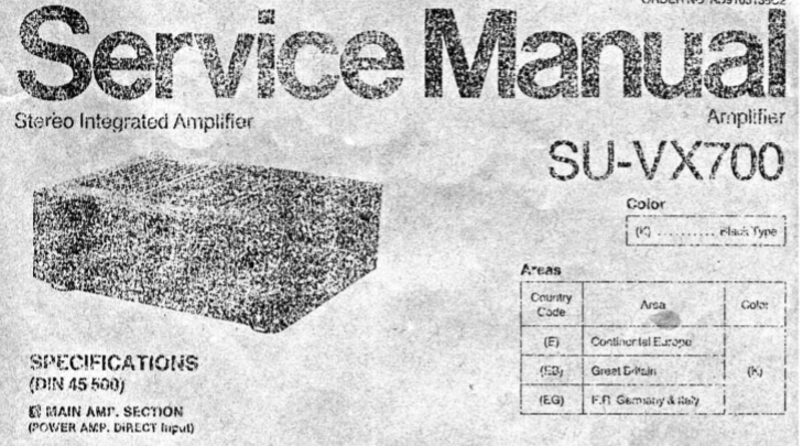 TECHNICS SU-VX700 STEREO INTEGRATED AMPLIFIER SERVICE MANUAL INC BLK DIAG PCBS SCHEM DIAG AND PARTS LIST 17 PAGES ENG