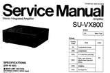 TECHNICS SU-VX800 STEREO INTEGRATED AMPLIFIER SERVICE MANUAL INC BLK DIAG SCHEM DIAG AND PARTS LIST 26 PAGES ENG