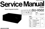 TECHNICS SU-X502 STEREO INTEGRATED AMPLIFIER SERVICE MANUAL INC BLK DIAG PCBS SCHEM DIAGS AND PARTS LIST 51 PAGES ENG