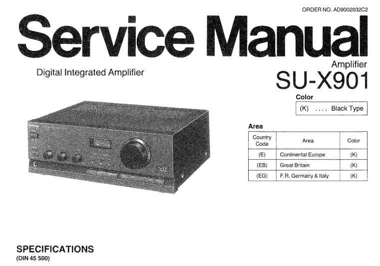 TECHNICS SU-X901 DIGITAL INTEGRATED AMPLIFIER SERVICE MANUAL INC BLK DIAG PCBS SCHEM DIAG AND PARTS LIST 28 PAGES ENG