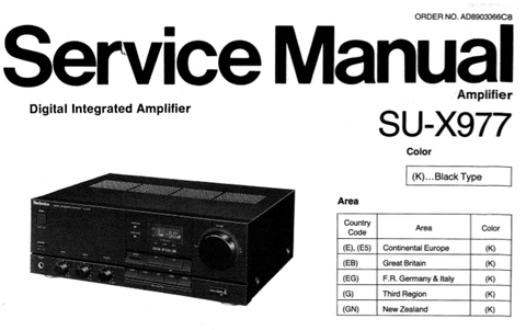 TECHNICS SU-X997 DIGITAL INTEGRATED AMPLIFIER SERVICE MANUAL INC BLK DIAG PCBS SCHEM DIAG AND PARTS LIST 26 PAGES ENG