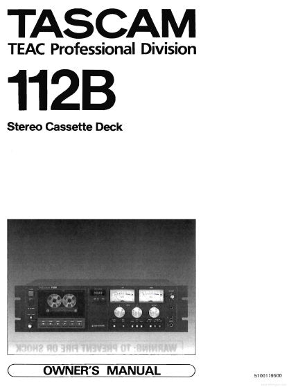 TASCAM 112B STEREO CASSETTE TAPE DECK OWNER'S MANUAL INC BLK DIAG 4 PAGES ENG