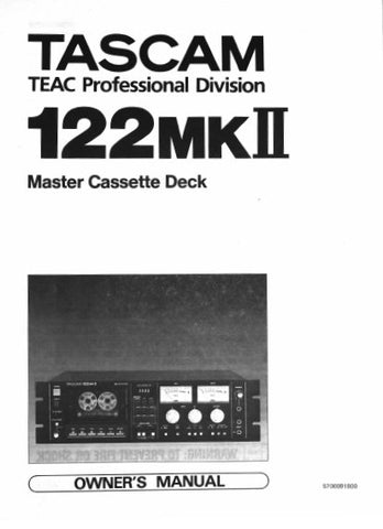 TASCAM 122MKII MASTER STEREO CASSETTE TAPE DECK OWNER'S MANUAL INC BLK DIAG 18 PAGES ENG