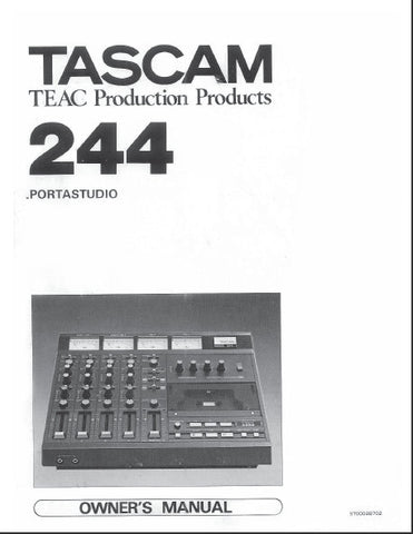 TASCAM 244 PORTASTUDIO MULTITRACK MIXER AND CASSETTE TAPE RECORDER OWNER'S MANUAL INC CONN DIAGS BLK DIAGS AND LEVEL DIAG 58 PAGES ENG